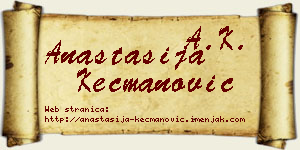 Anastasija Kecmanović vizit kartica